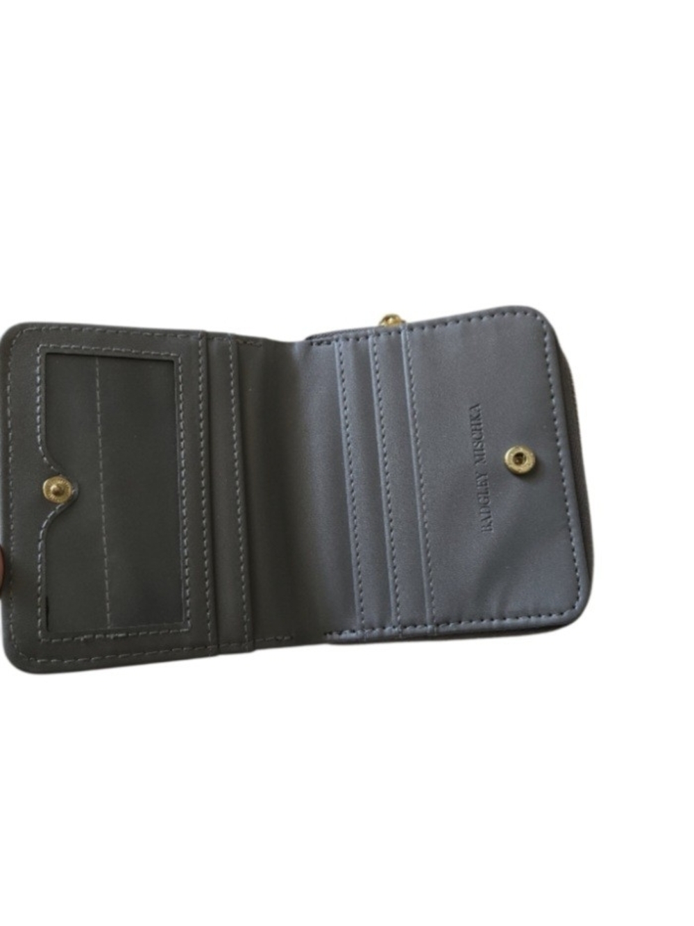 Badgley Mischka NWT Gray Quilted Zip Wallet with Gold Tone Logo - Picture 3 of 9